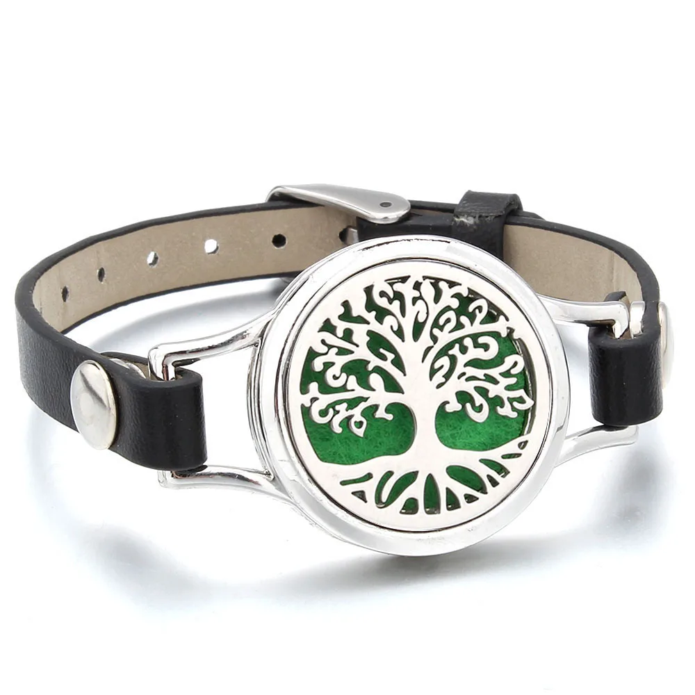 Арома-диффузор Древо жизни браслет из кожи и нержавеющей стали для женщин