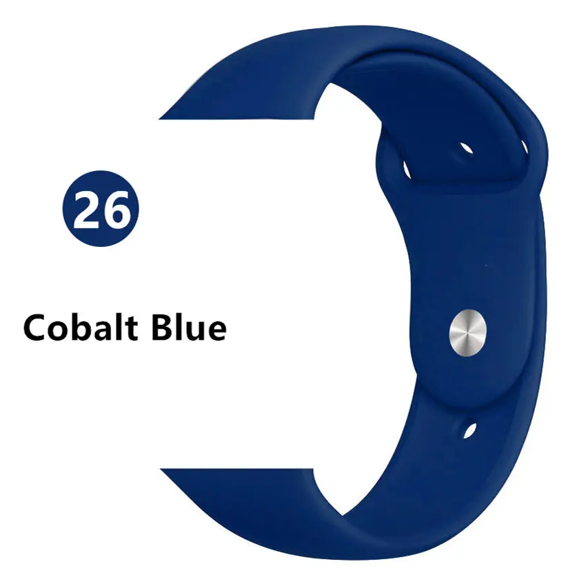 Cobalt blue 26 Спортивный ремешок для apple watch band 44 мм 40 мм correa iwatch band 42 мм 38 мм силиконовый браслет apple watch 5 4 3 2 1 Аксессуары - Цвет ремешка: Cobalt blue 26