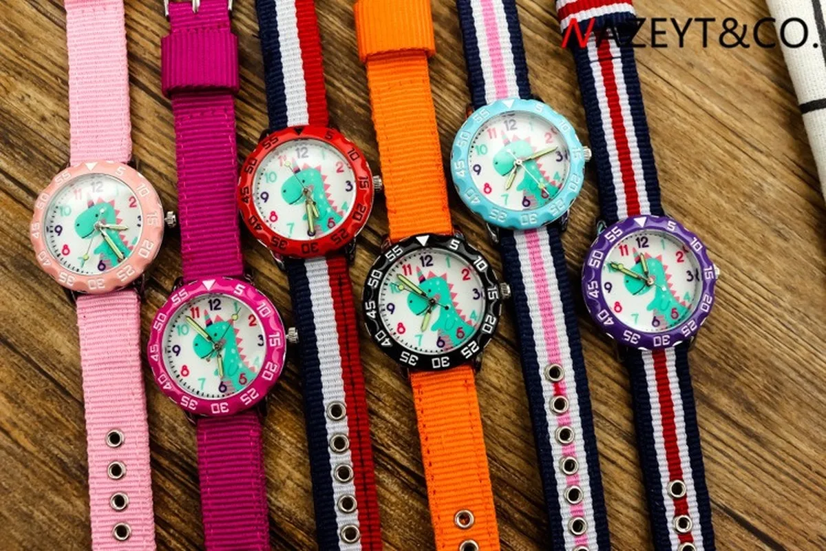 Boys dinosaurs 3 d design quartz watch girls noctilucent pointer nylon wrist children's table | Наручные часы