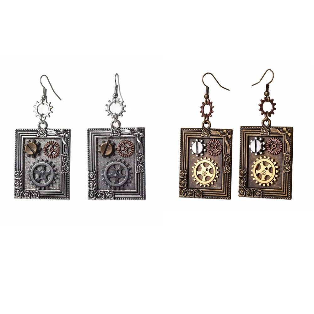 Серьги в стиле стимпанк Gear Square Style | Украшения и аксессуары