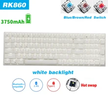 RK860 HotSwap Mechanical Gaming Keyboard 100keys NKRO Bluetooth-compatible/2.4G/USB Wired Red Switch Lighting Editing Function