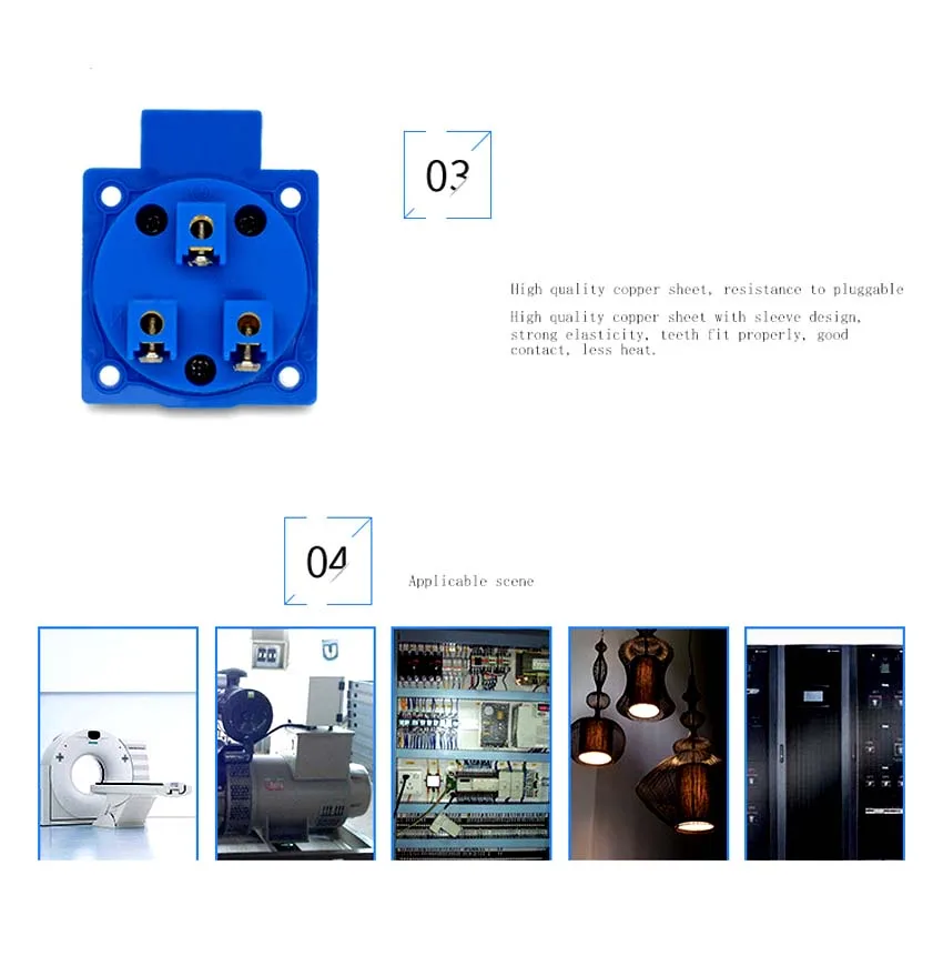 Универсальная Промышленная безопасная розетка черного и синего цвета 10 А 250 В IP44