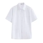 Рубашка JK с V-образным вырезом и коротким рукавом, модная Корейская школьная форма для мальчиков в стиле колледжа, Рабочая Униформа, топы для студентов, свободная белая рубашка, лето