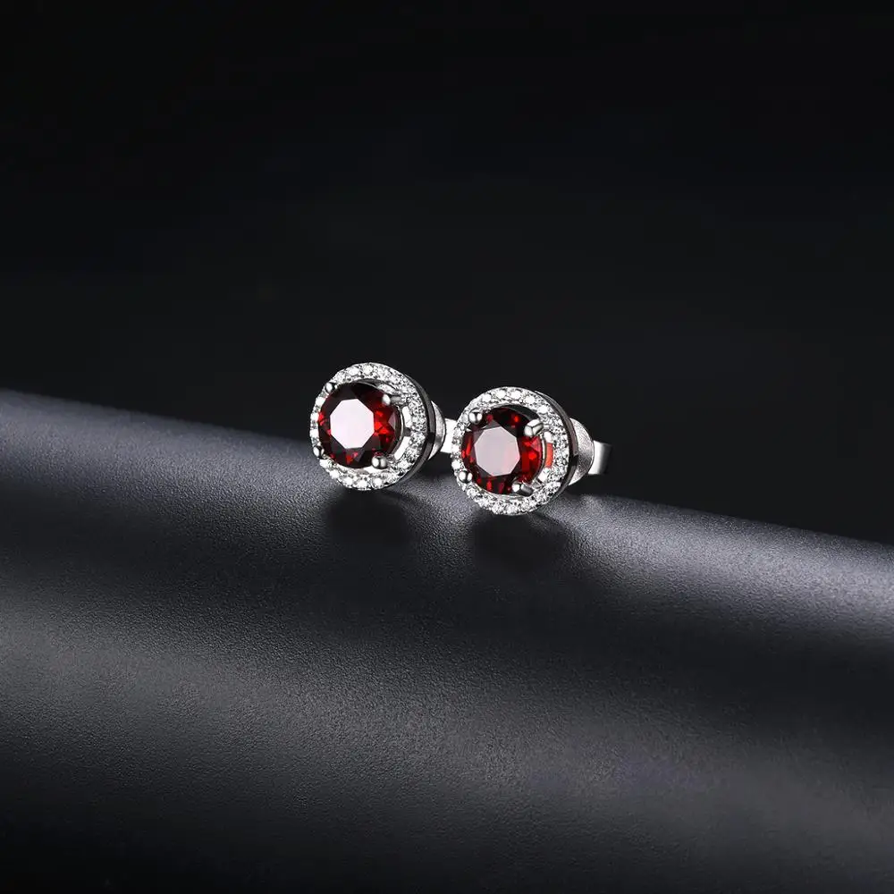 Hutang круглые серьги гвоздики из серебра 925 пробы с натуральным красным