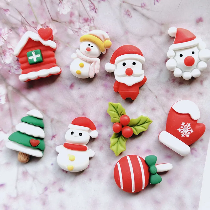 

30 шт. DIY плоская задняя сторона из смолы Рождество Санта Снеговик искусственная Обложка украшения