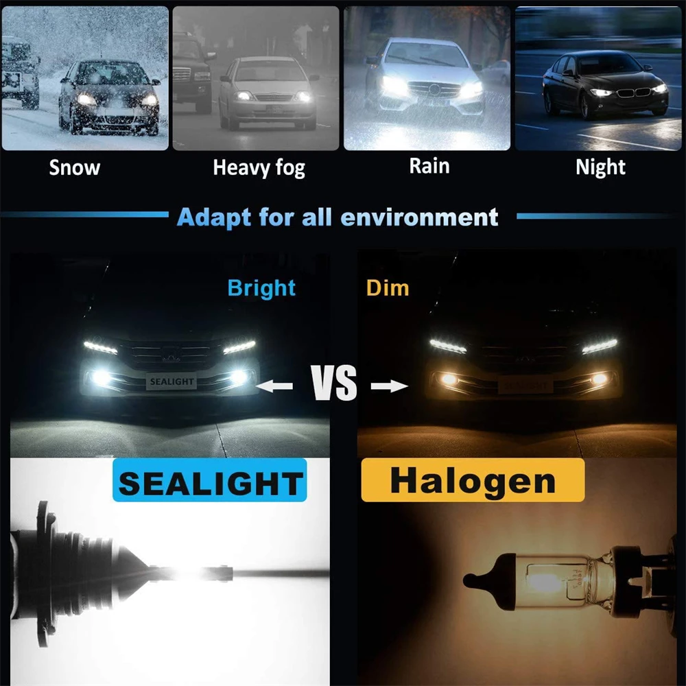 Сигнальный фонарь 2 шт. светодиодный Противотуманные фары 4800LM H8 H11 H16JP Canbus 9006 HB4