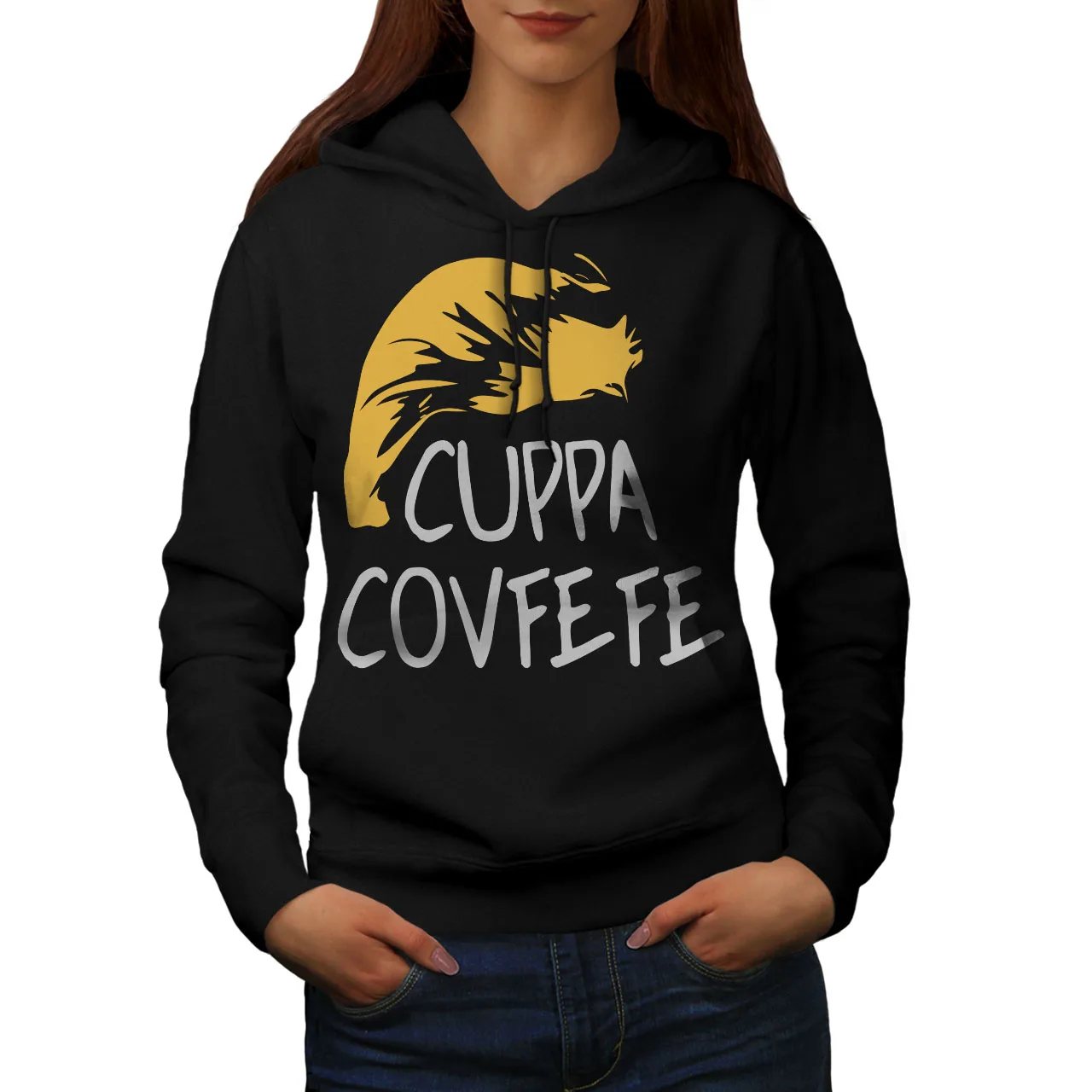Худи унисекс Cuppa Covfefe забавная Цитата Trump Trend Joke Tweet толстовка с капюшоном|Мужские