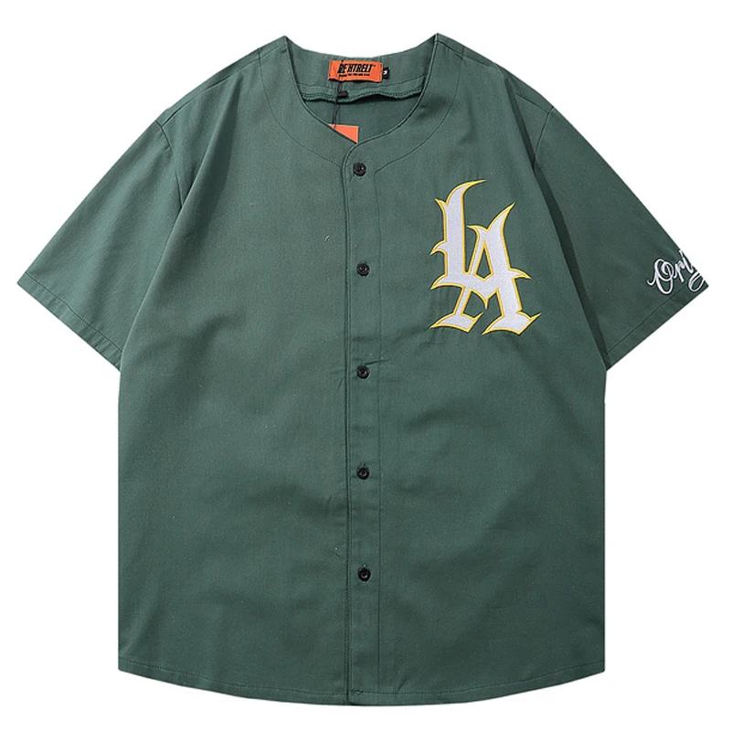 

2021 Summer Mens Letters Embroidery Baseball Shirt Unisex Short Sleeve t shirts Oversized T shirt 100%Cotton Womens O-neck Tops