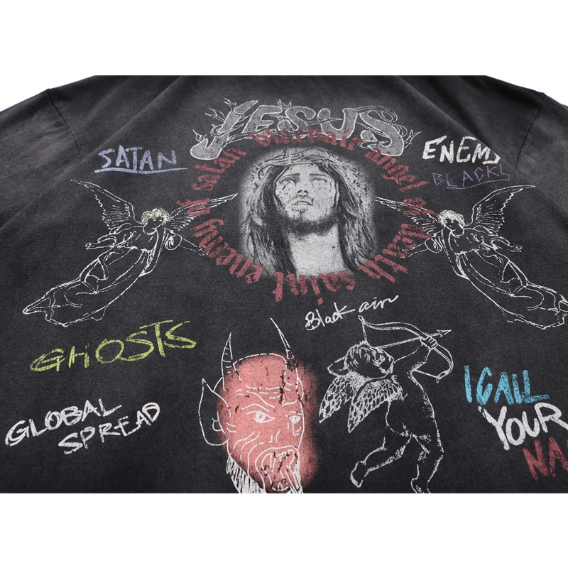 

Hip Hop T Shirt Streetwear Graffiti Print T Shirts Harajuku Gothic Punk Tops Tees Casual Cotton Men Clothing 2021 Summer Tshirt