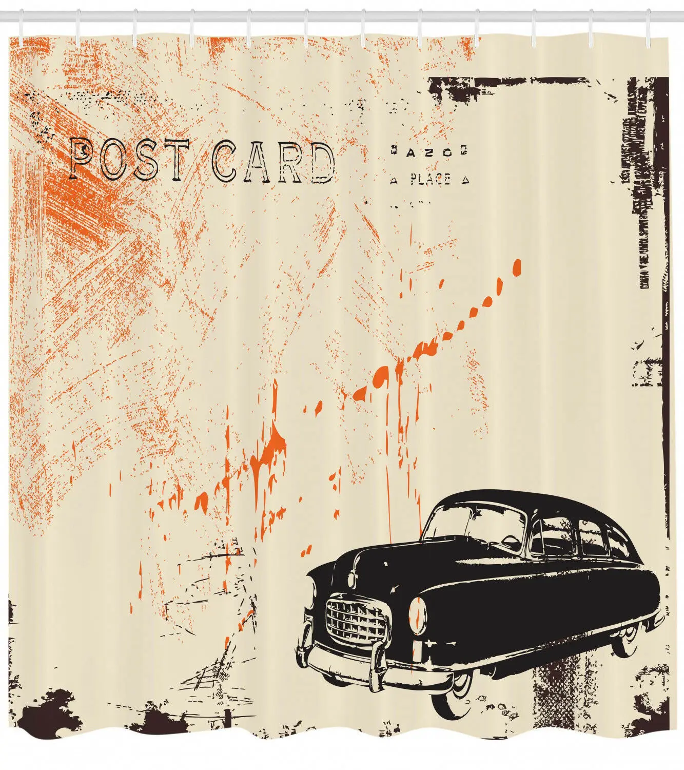 

Vintage Shower Curtain Old Fashioned Car Art Print for Bathroom