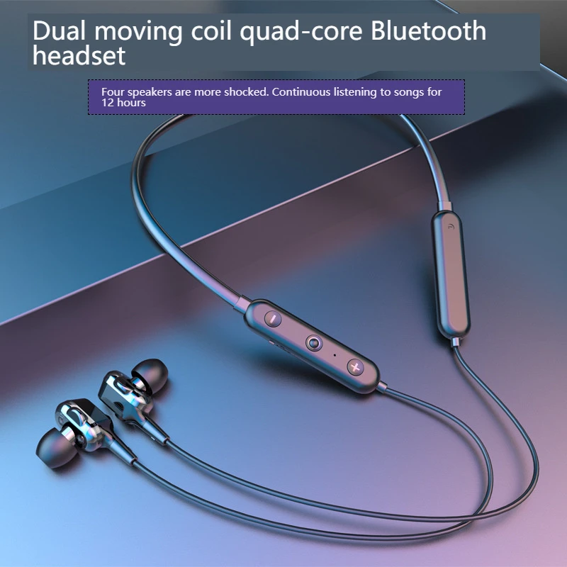 

2022 Earphone Bluetooth Sport Single 5.0 Stere In-Ear Headset Magnetic Neck Hanging Halter Neck Earphone Bass Earpiece For Phone