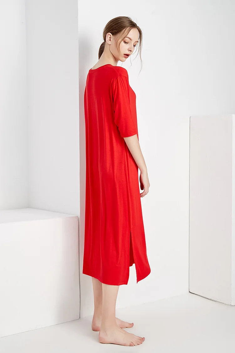 Summer Sexy Modal Short Sleeve Women's Nightdress Add Fat MM Nightwear Leisure Home Dress Long Skirt Sleepwear Women Nightgown