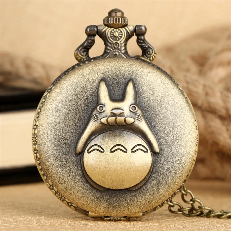 Винтажные бронзовые кварцевые карманные часы Totoro популярные японские аниме Мой