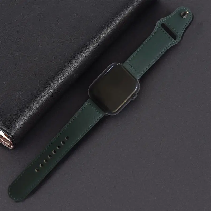 Pine Green Ремешок для apple watch ремешок из натуральной Кожаный ремешок 42 мм, 38 мм, ремешок для наручных часов iwatch, Версия 44 мм 40 мм 5/4/3/2/1 браслет аксессуары - Цвет ремешка: Pine Green