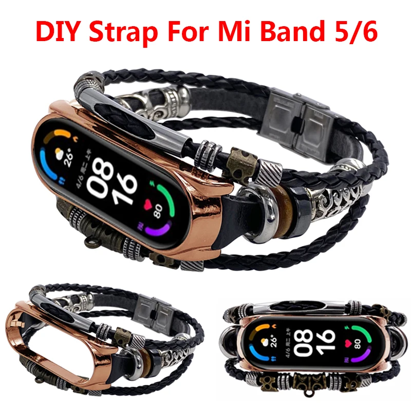 

Ремешок для Xiaomi Mi Band 6 5, модный винтажный ремешок для наручных часов в национальном стиле, браслет для Mi Band 5 6, аксессуары для наручных часов