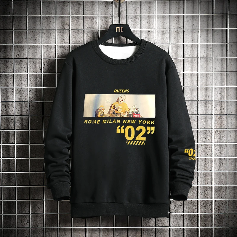 

Queen Print Sweatshirts Hoodies Winter Autumn Cotton Men Harajuku Streetwear Black Fashion Male O-NECK Japanese Hip Hop Hoodie