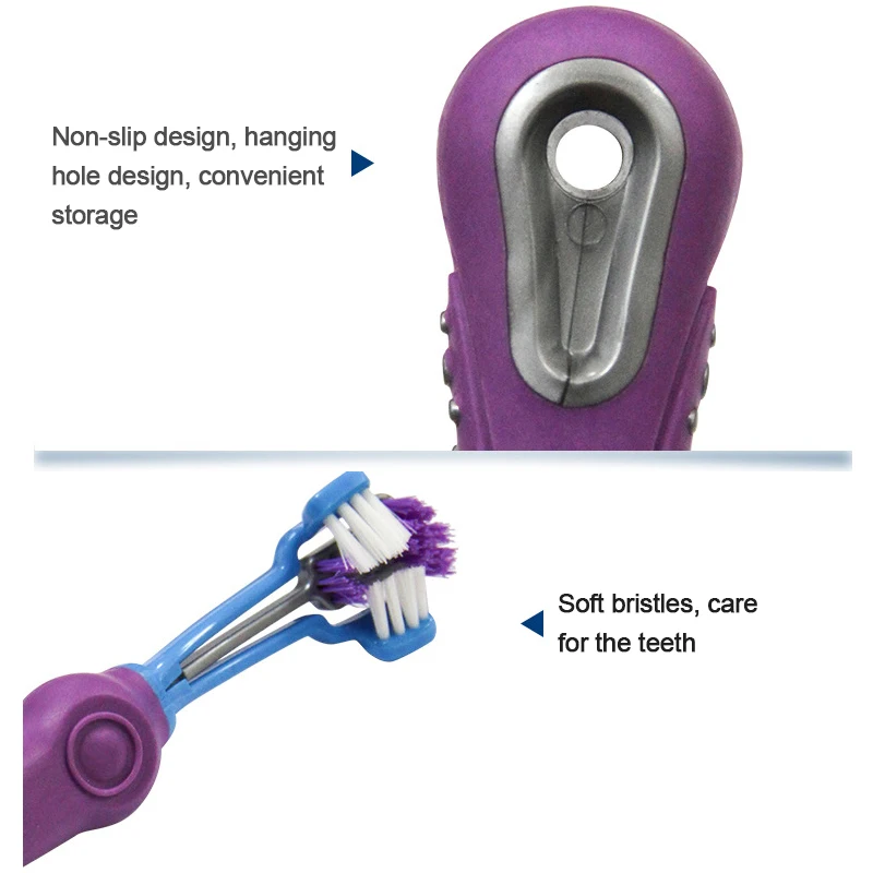 Трёхсторонняя зубная щетка для собак многоугольная очистки зубов зубной камень
