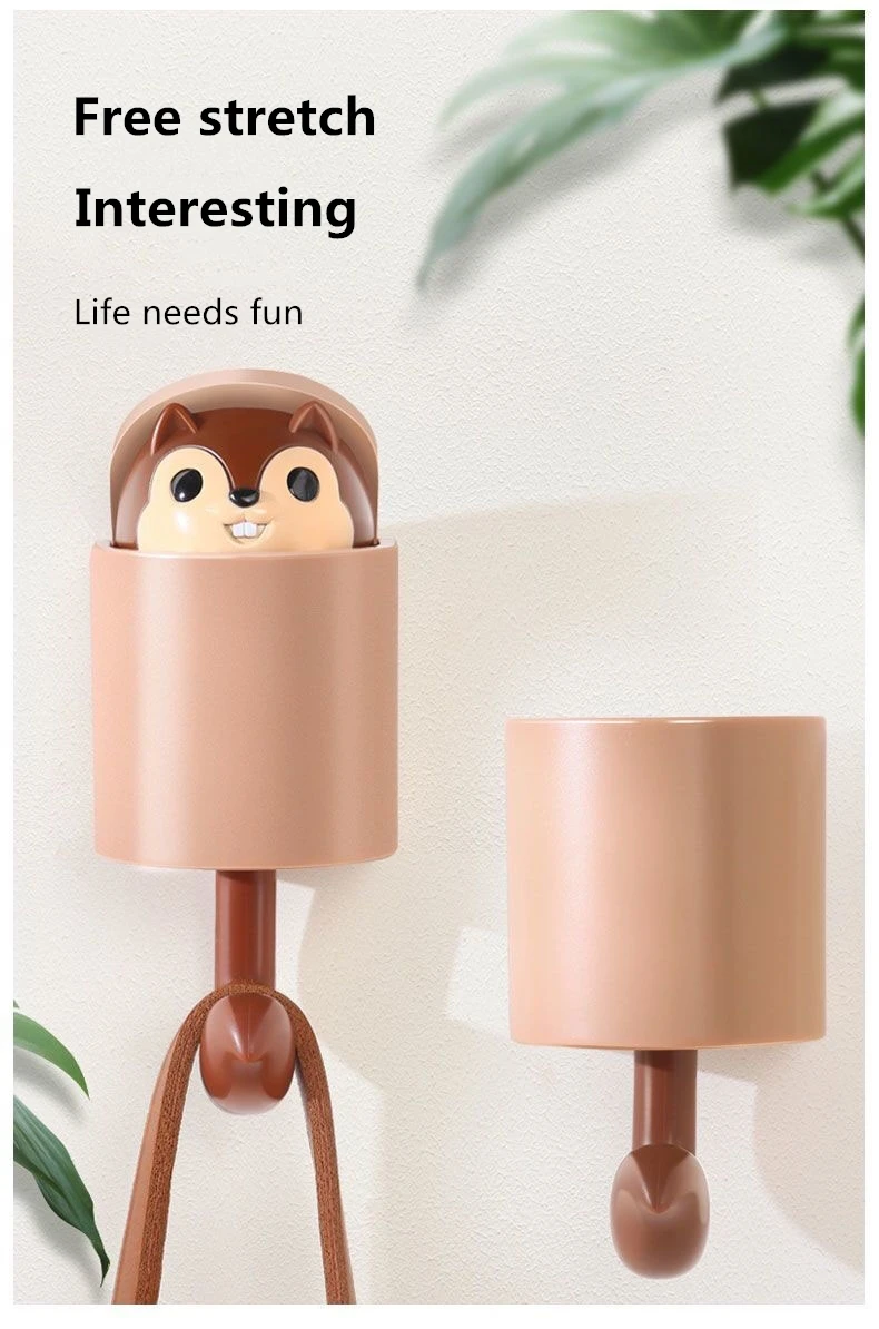 

1pcs No drilling Creative link Little squirrel hook Cartoon plastic hook Key on hook wall hook Multifunctional hook Viscose hook