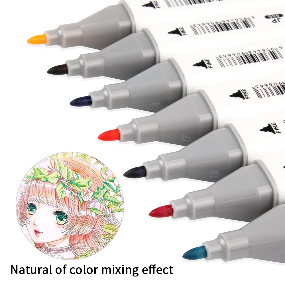 Набор маркеров для рисования на спиртовой основе 12/24/36/80 цветов двусторонние