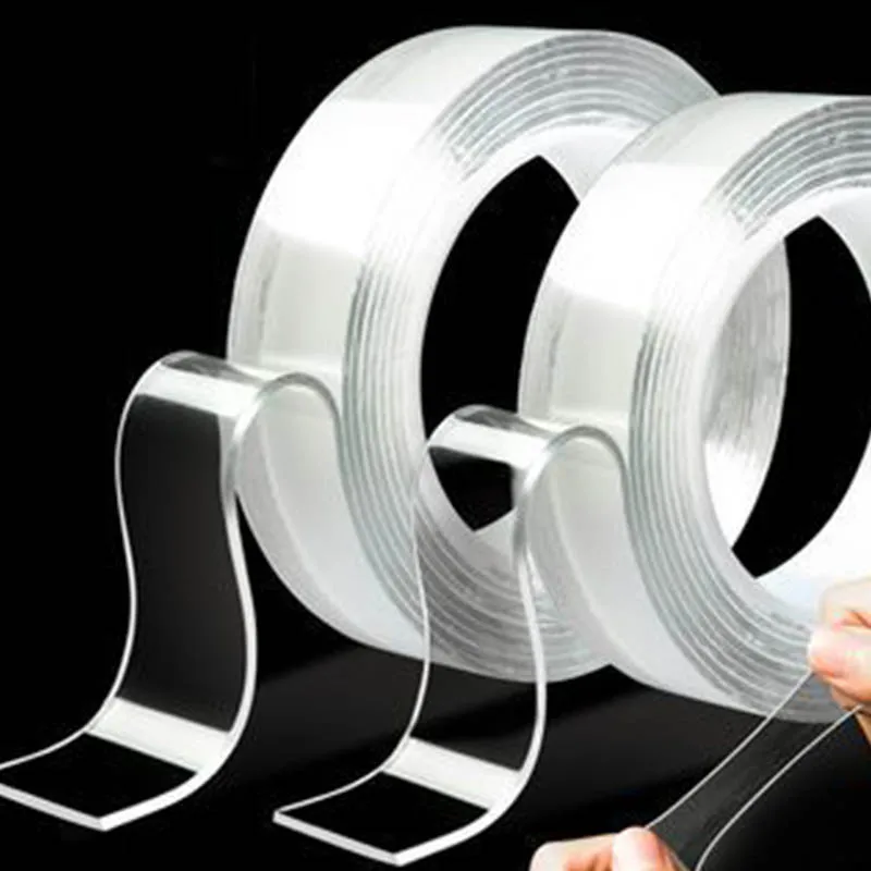 Прозрачная нано-лента многоразовая Двухсторонняя клейкая лента для кухни ванной