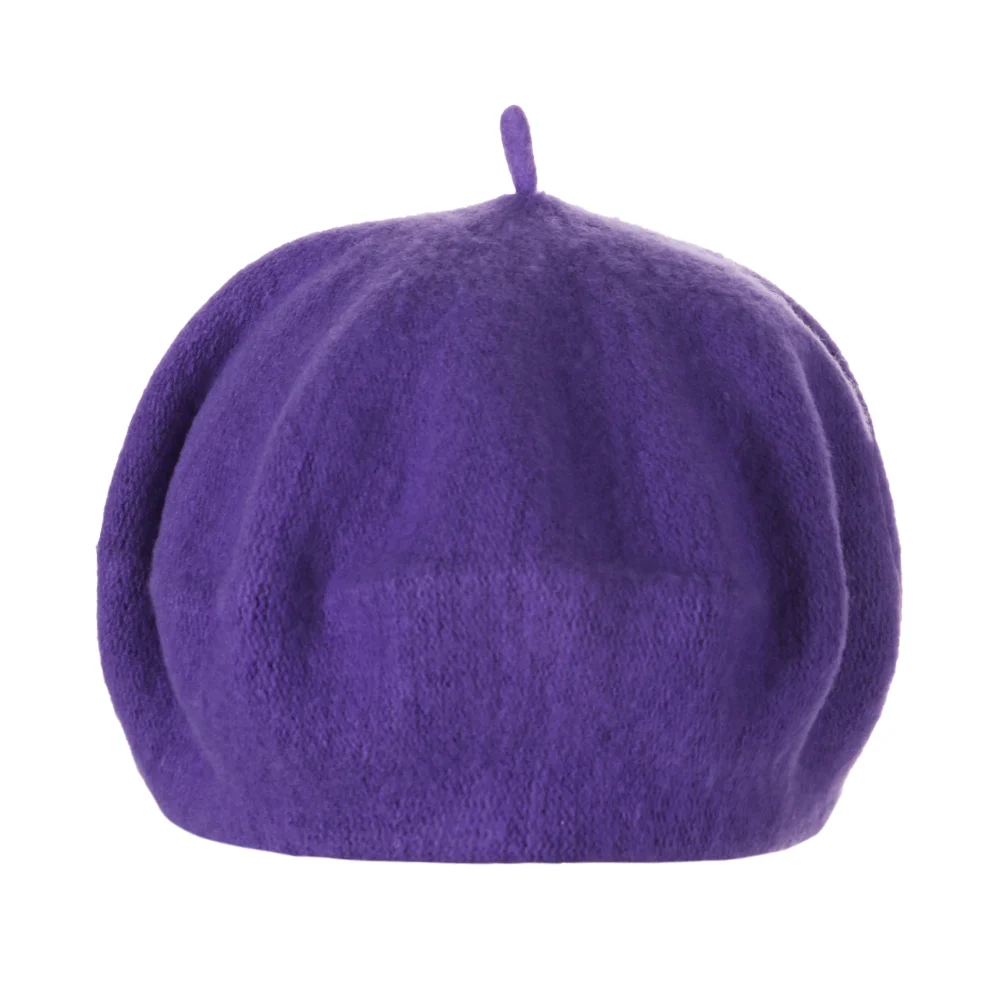 light purple 1 шт. Новые горячие шерстяные шапки-береты женская зимняя французская Шляпа Сплошной Цвет Мода Осень Зима плоская кепка, шапка Повседневная войлочная шапочка береты - Цвет: light purple