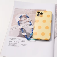 little flowers blue beads mobile phone chains ins style fashion phone anti lost lanyard handphone straps chic jewelry gift girls