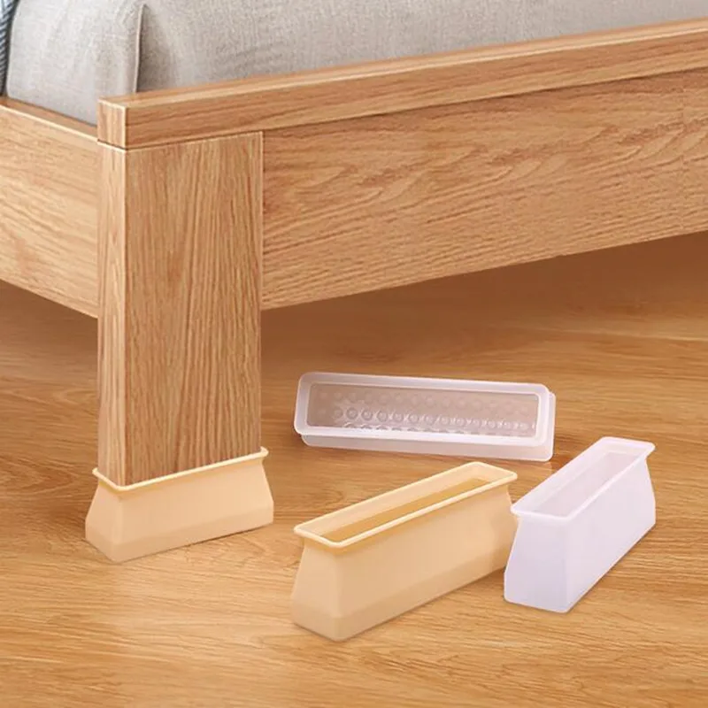

4pcs Anti slip chair leg caps Rectangular silicone feet cover for wood sofa table bed stopper furniture foot Floor Protector Pad