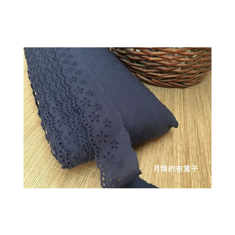 Темно-синее хлопковое кружево с цветочной вышивкой ручная работа лоскутное 4 5 см