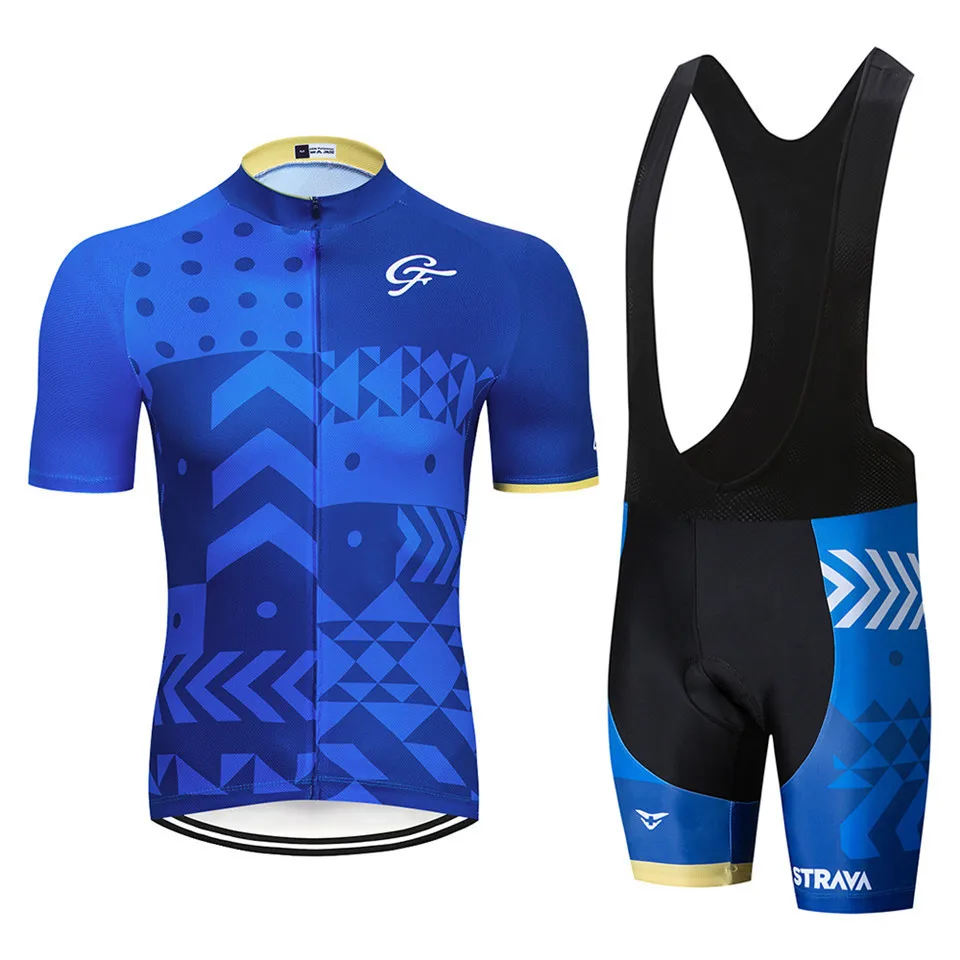 

Summer Cycling Jersey Set STRAVA Breathable Team Racing Sport Bicycle Jersey Mens Cycling Clothing Short Bike Jersey
