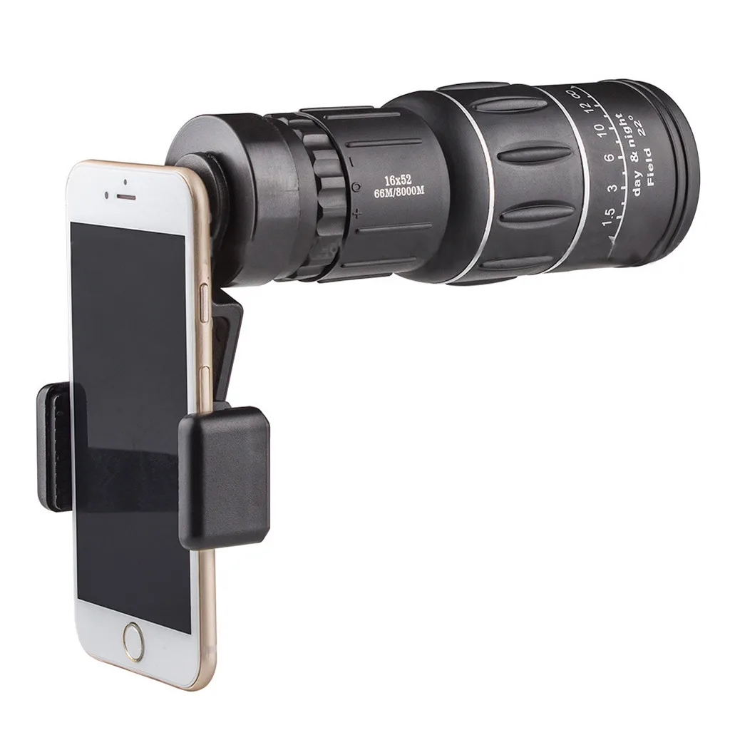 16x52 HD Dual Tone Monocular Telescope Compact Retractable Zoom Waterproof Micro Night Vision With Tripod Phone Clip | Инструменты