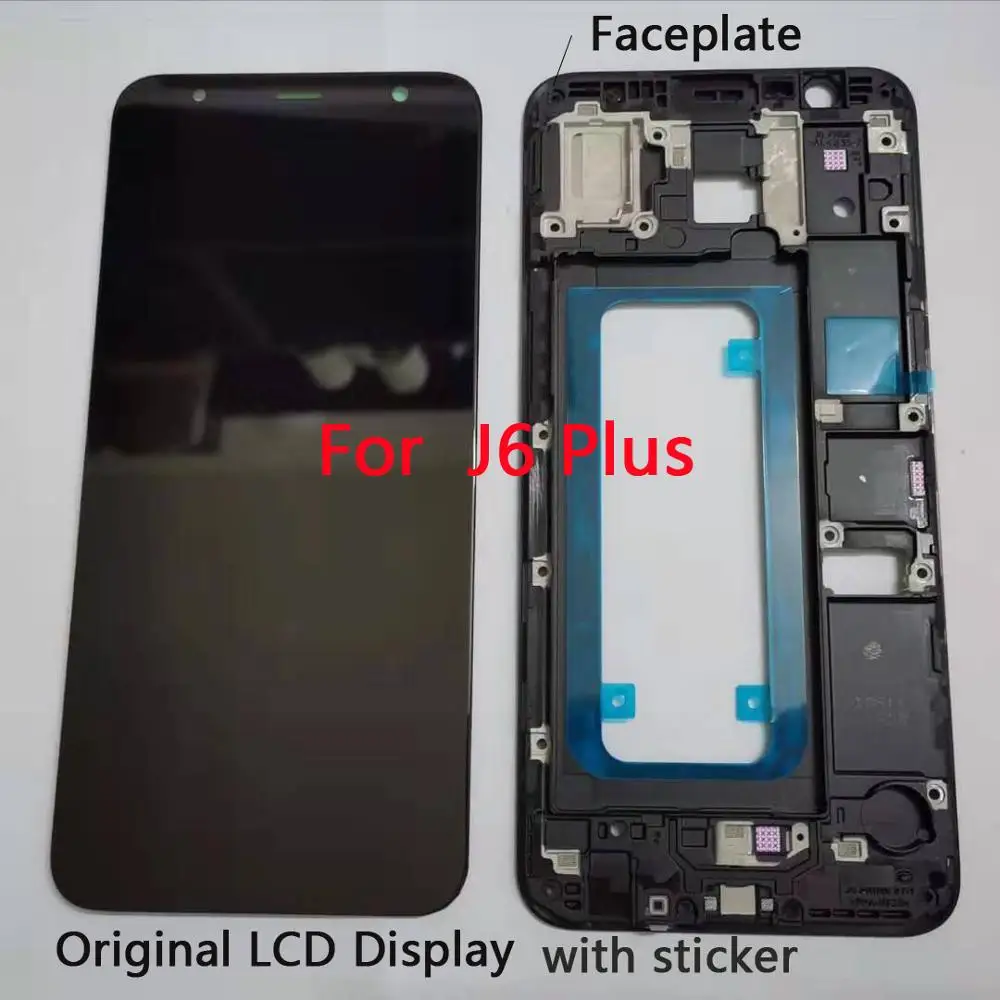

Оригинальный ЖК-дисплей для Samsung Galaxy J6 Plus 2018 J6 + J610 J610F сенсорный экран + Корпус Передняя рамка чехол + клейкая наклейка