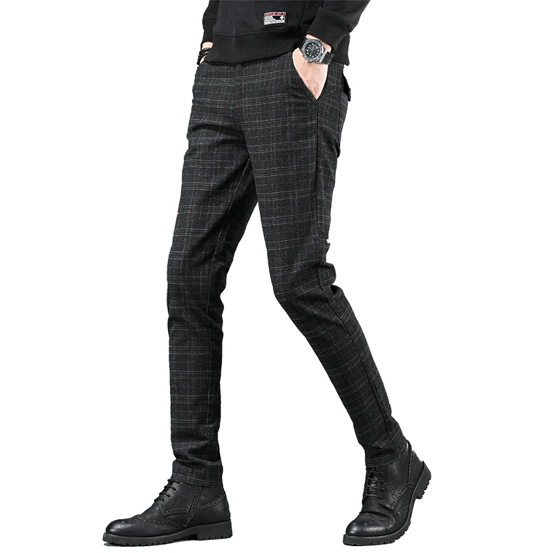 2019 мужские осенние и зимние новые английские тонкие клетчатые деловые брюки