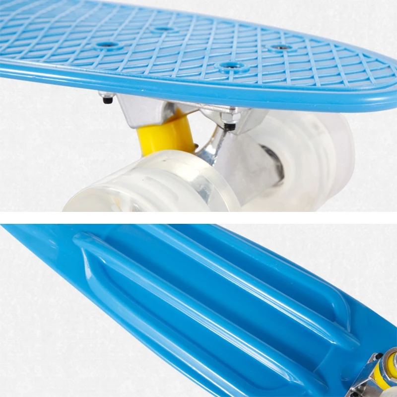 

22in Four Wheel Mini Longboard Street Balance Skateboard with LED Flash Wheel Skateboard Retro Children Skateboard