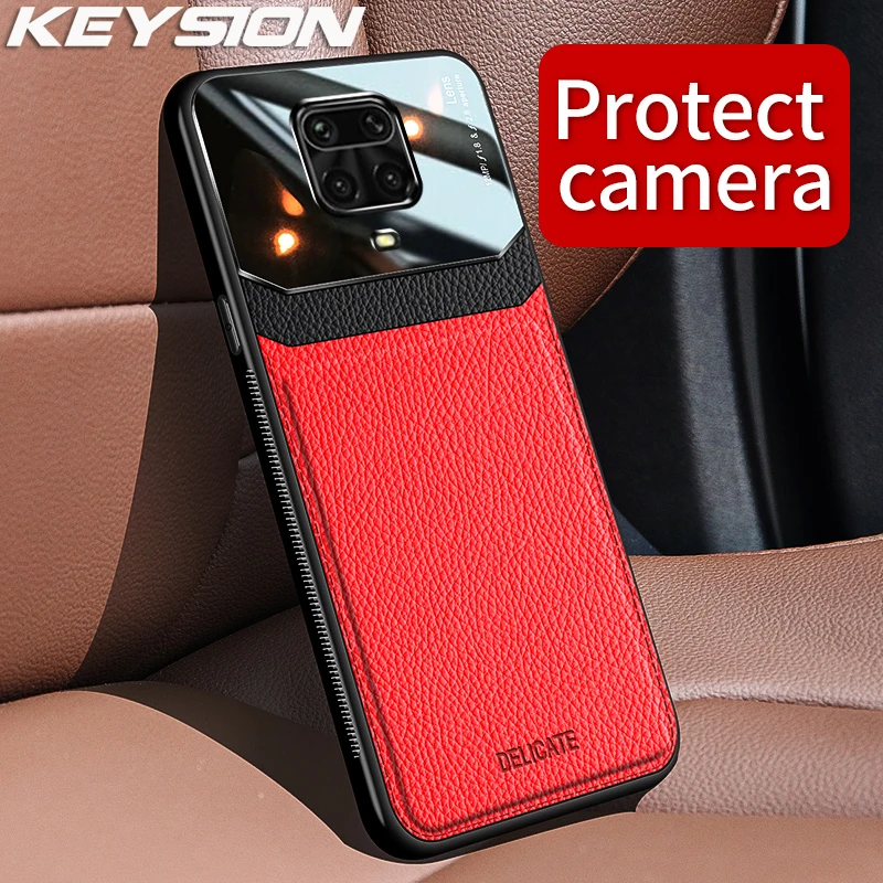 Ударопрочный чехол KEYSION для Xiaomi кожаный стеклянный накладка на заднюю панель 9 Pro