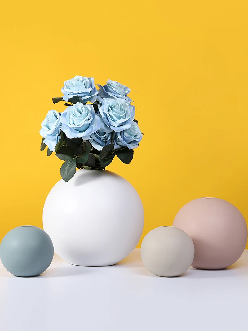 Керамическая круглая шариковая ваза для цветов статуэтки современный