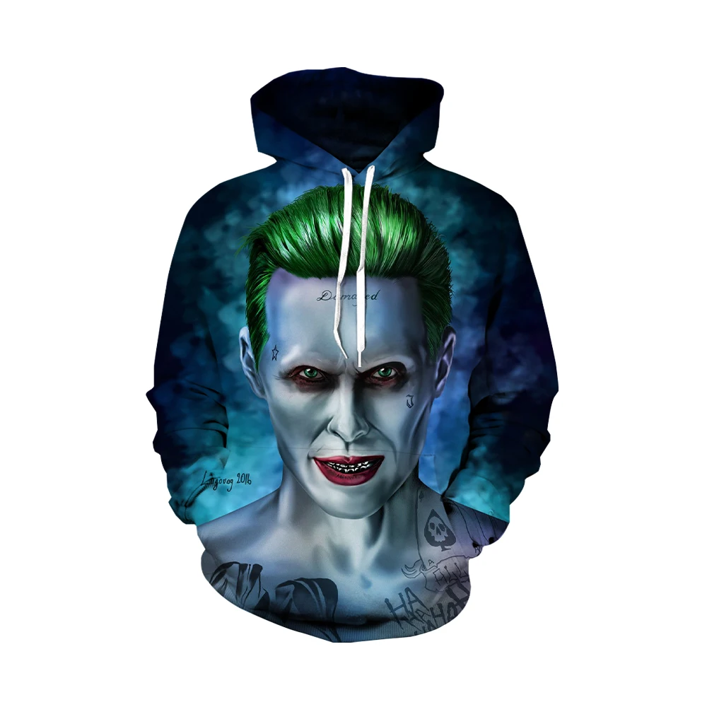 Свитшот с длинным рукавом и капюшоном 3D-принтом | Мужская одежда