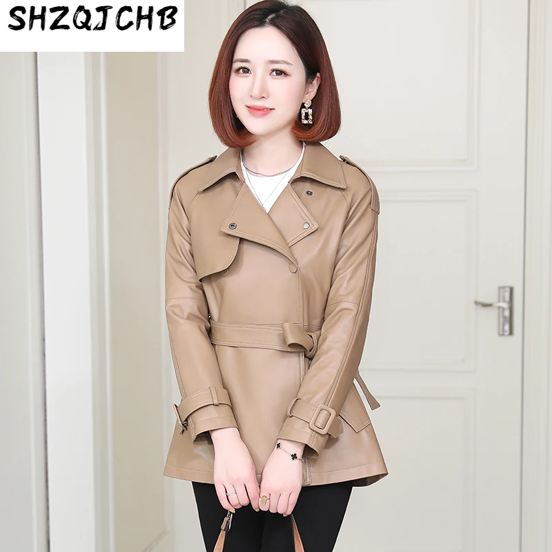 

SHZQ 2021 Осенняя новая кожаная одежда женская куртка корейское меховое пальто из овечьей кожи тонкая Модная приталенная