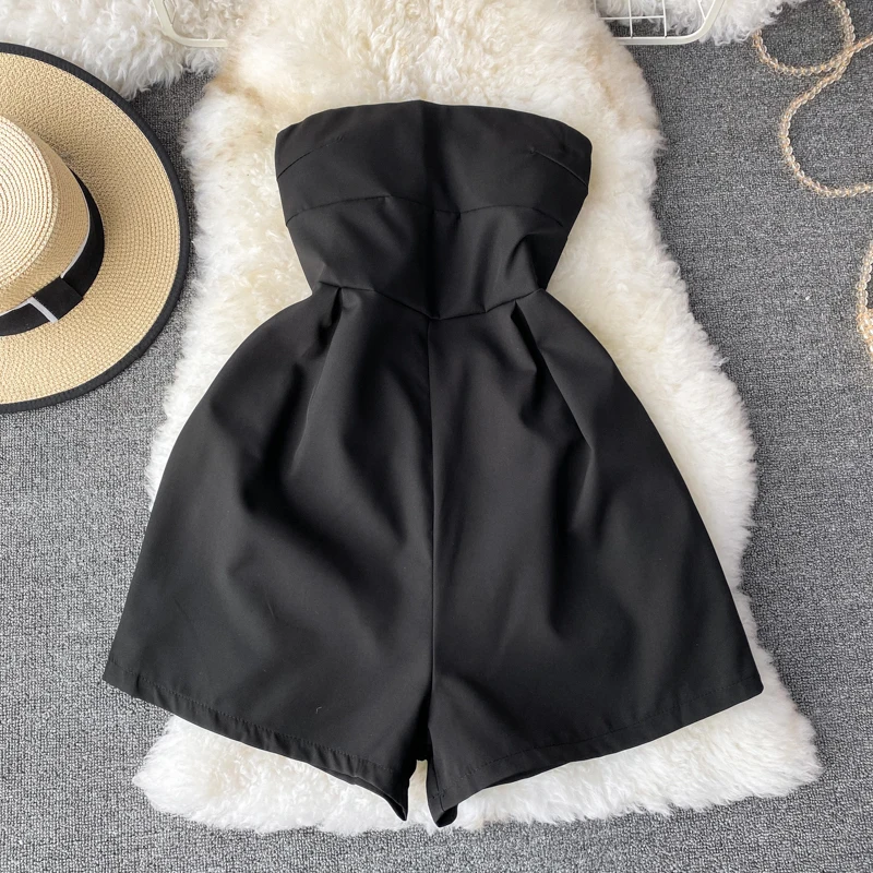 

strapless bodysuit femme jumpsuits wide leg shorts sexy woman rompers for women hot playsuit
