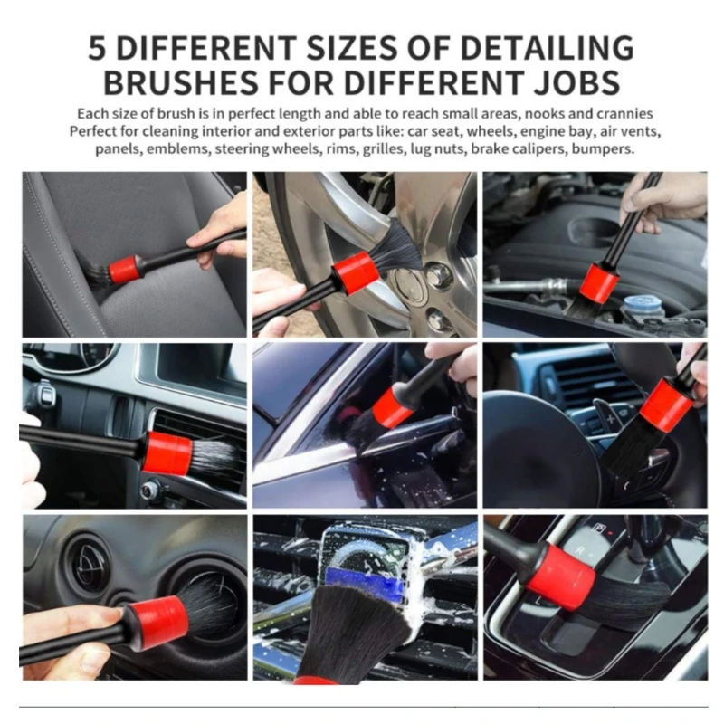 

26pcs Car Detailing Beauty Brushes Set Power Scrubber Brush Cleaning Tools for Car Leather Seat Door Bumper Vent D2TB