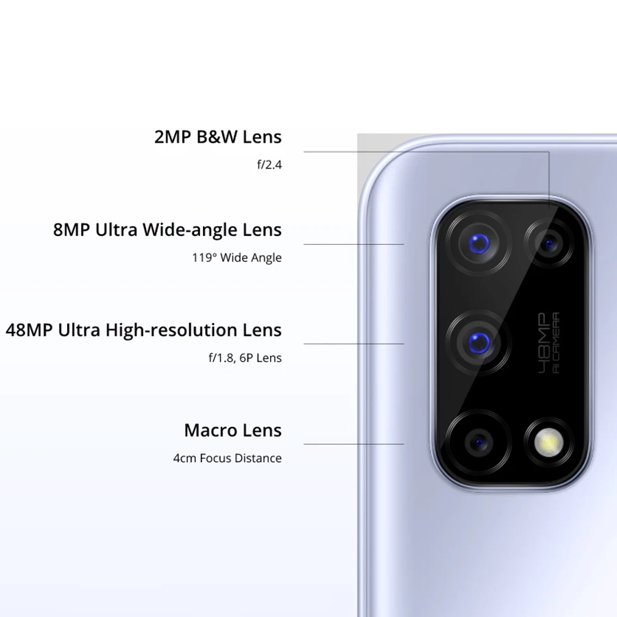 Realme 7 5G 6 5 ''FHD + Dimensity 800U 6/8 ГБ 128 120 Гц Дисплей 48MP Камера 5000 мА/ч 30W Дротика зарядка