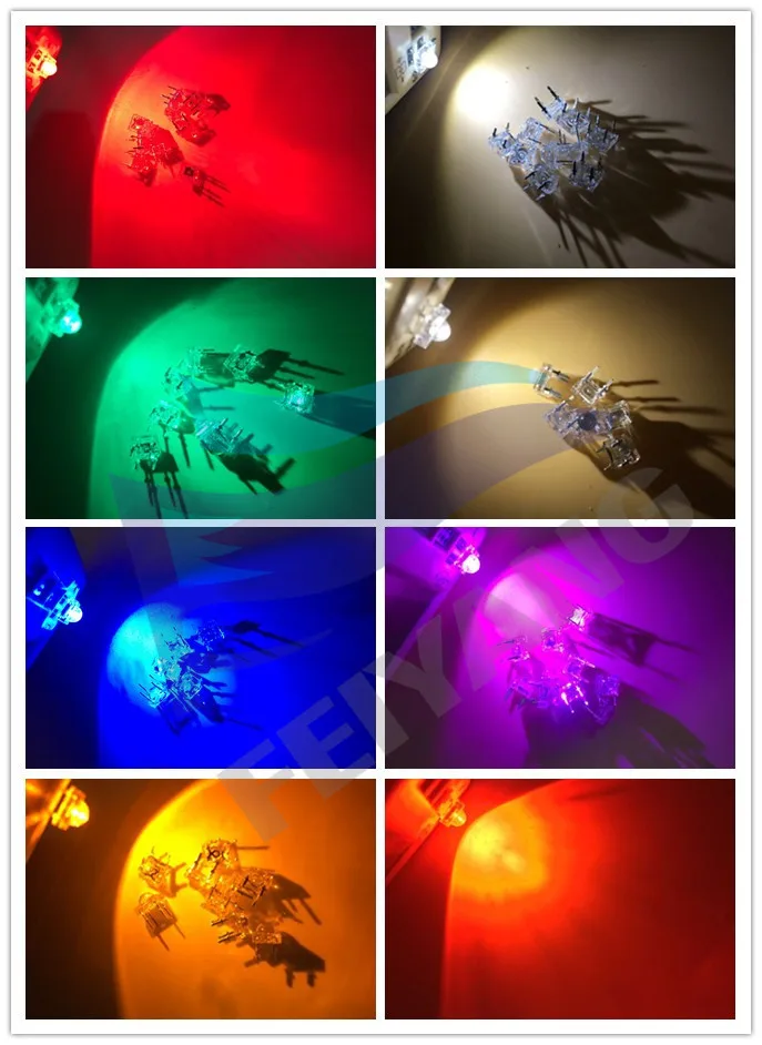 20pcs F5 5mm Piranha LED White RED Orange RGB Pink Bule Green Yellow Amber Clear Diode Light Emitting Diodes 4-pins | Лампы и