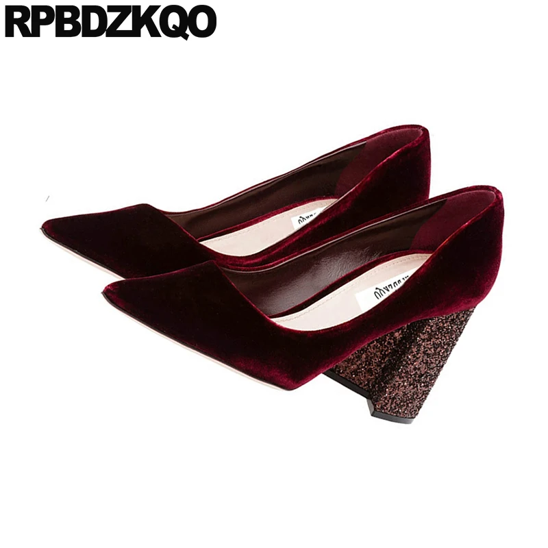 насосы 2019 подиум Красное вино бархат высшее качество роскошь Дизайнерская