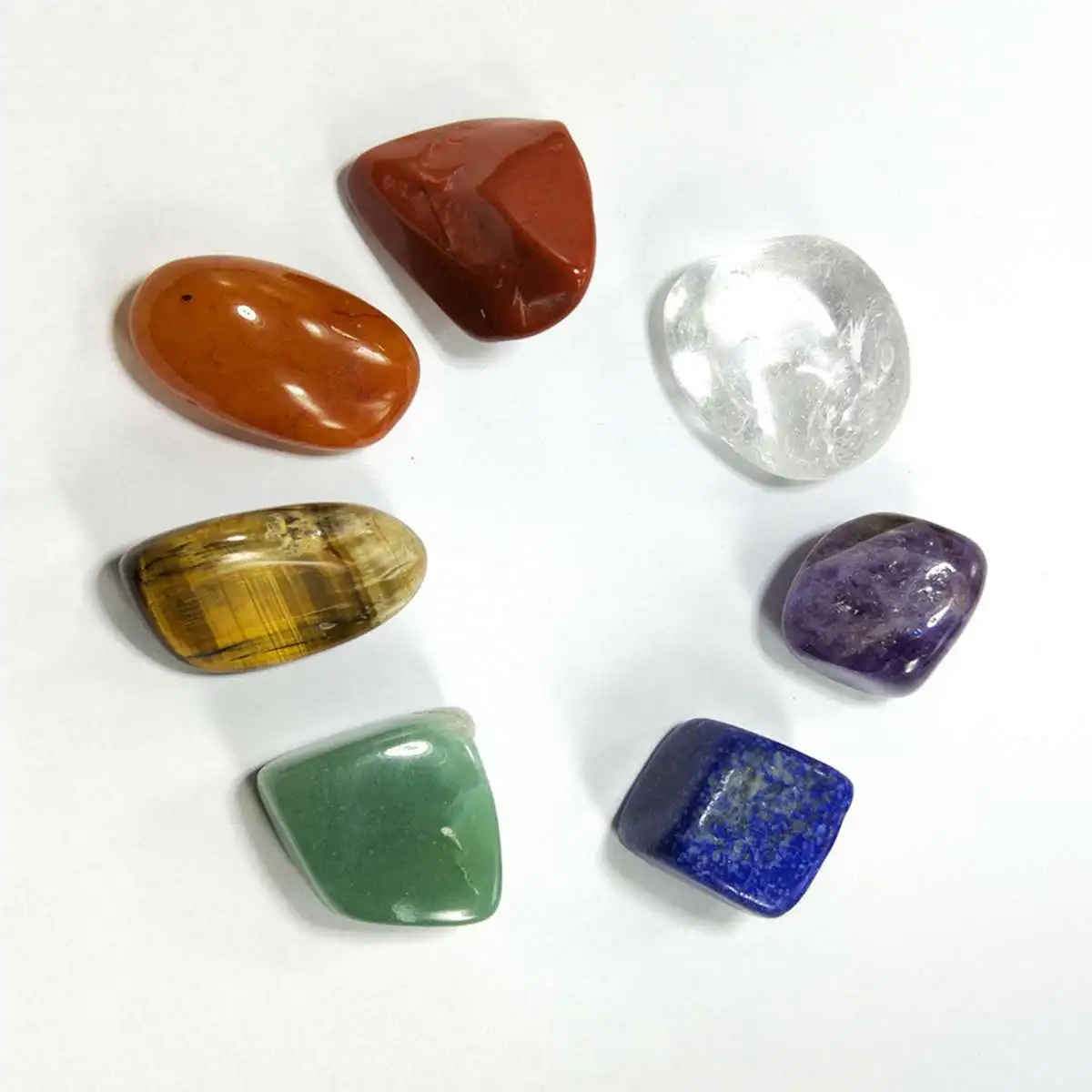 

Seven Chakra Stone 7 Colors Set Yoga Chakra Irregular Reiki Healing Crystals Stone Polished Individual Stones with bag