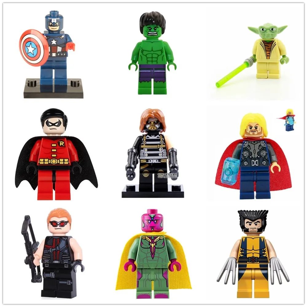 Marvel мстители Супер Герои Legoings Железный человек Капитан Америка строительные