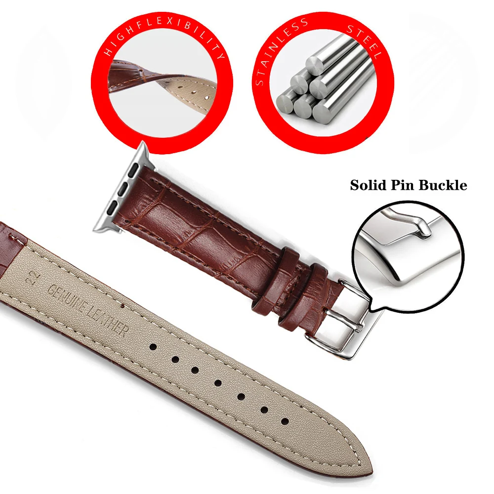 Apple Watch Band Luxury Leather iWatch Watchband for  Series 5/3 Sport Bracelet 42mm 38mm Strap For iwatch 6 4 SE Band