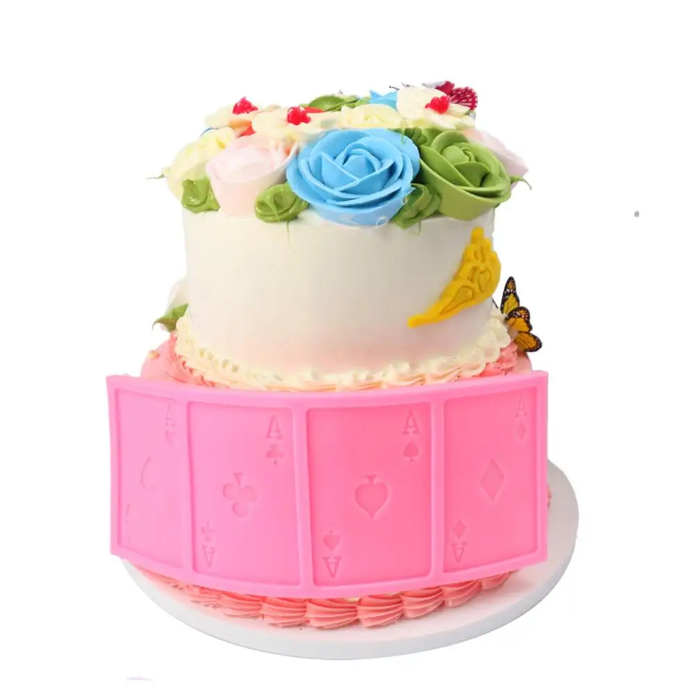 3D покер инструменты для украшения тортов из мастики торт границы силиконовые