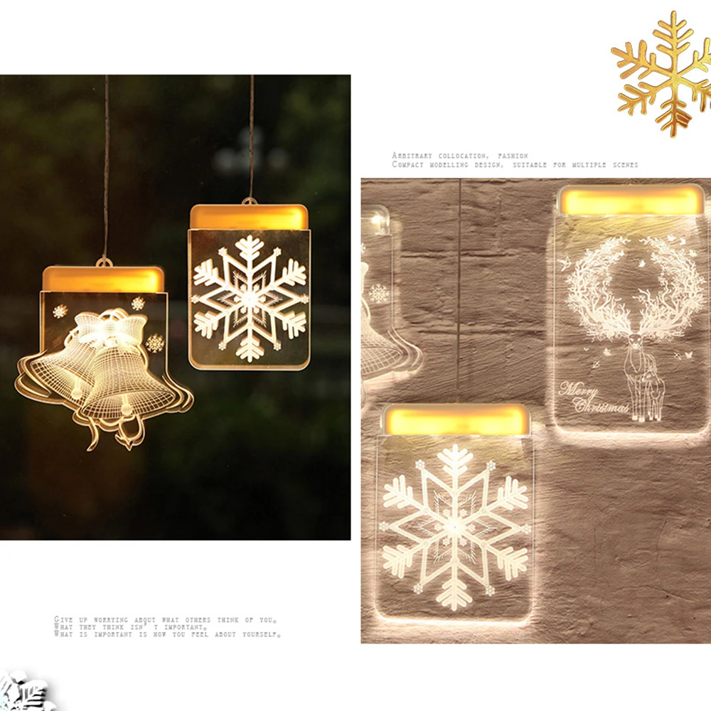 Рождественский светодиодный Сказочный светильник s акриловый Теплый Белый 3D