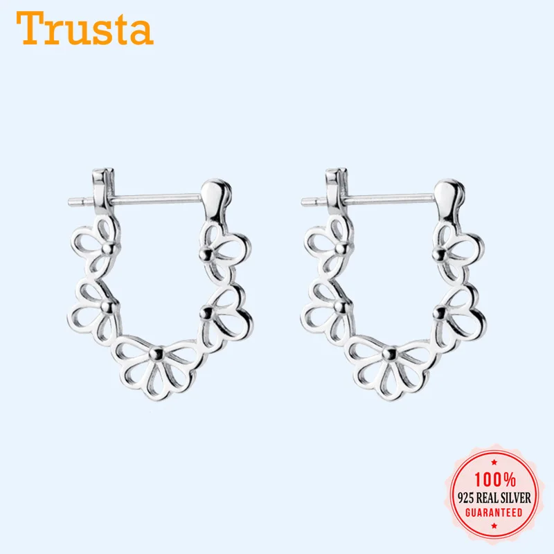 Trustdavis чистое серебро 925 пробы полые серьги манжеты для ушей клипсы на S925 женщин