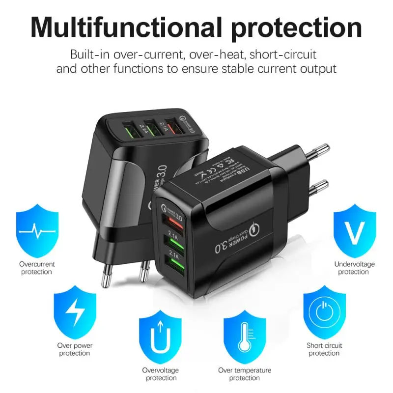 Универсальный 3USB QC 3 0 Быстрая зарядка аккумулятора мобильный телефон зарядное