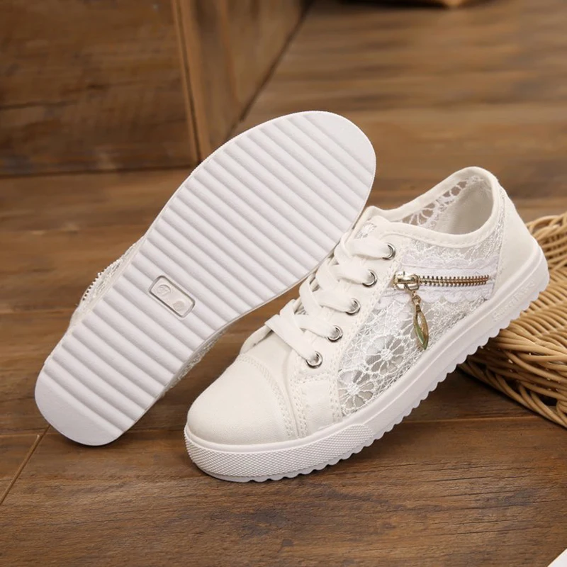 

2020 Canvas Shoes Woman Sneakers Lace-up Summer Sneakers for women Fashion Casual Shoes White Trainers Zapatos Mujer NVX269